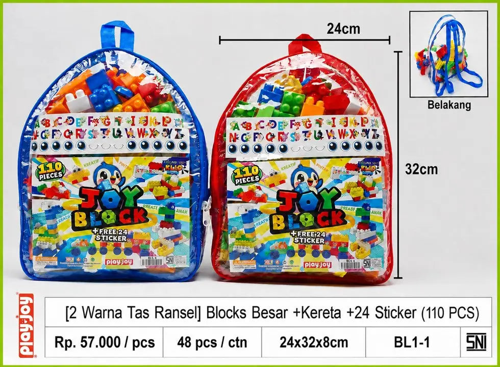 [2 Warna Tas Ransel] Blocks Besar +Kereta +24 Sticker (110 PCS)

TAGS: KELERENG GUNDU MARBLE GUNDU KACA KLASIK KOLEKSI