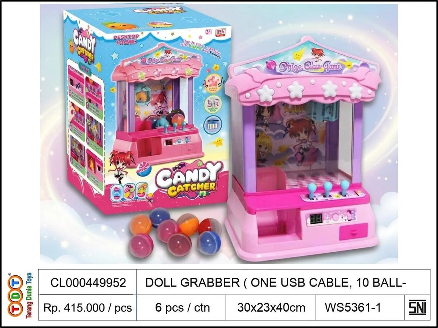 DOLL GRABBER (WITH ONE USB CABLE, 1 BALLS, 12 COINS) DOES NOT INCLUDE DOLLS