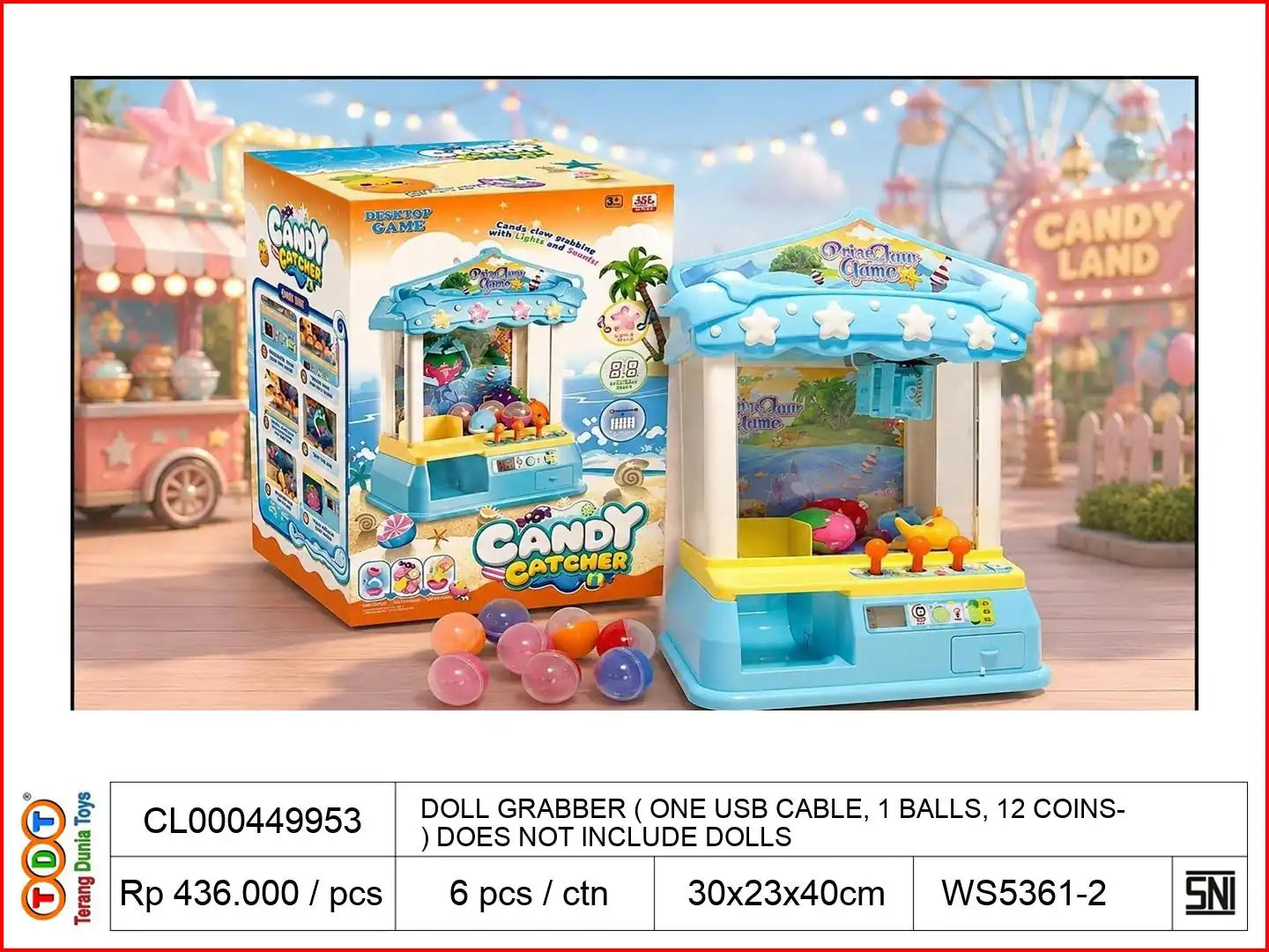 DOLL GRABBER (WITH ONE USB CABLE, 1 BALLS, 12 COINS) DOES NOT INCLUDE DOLLS