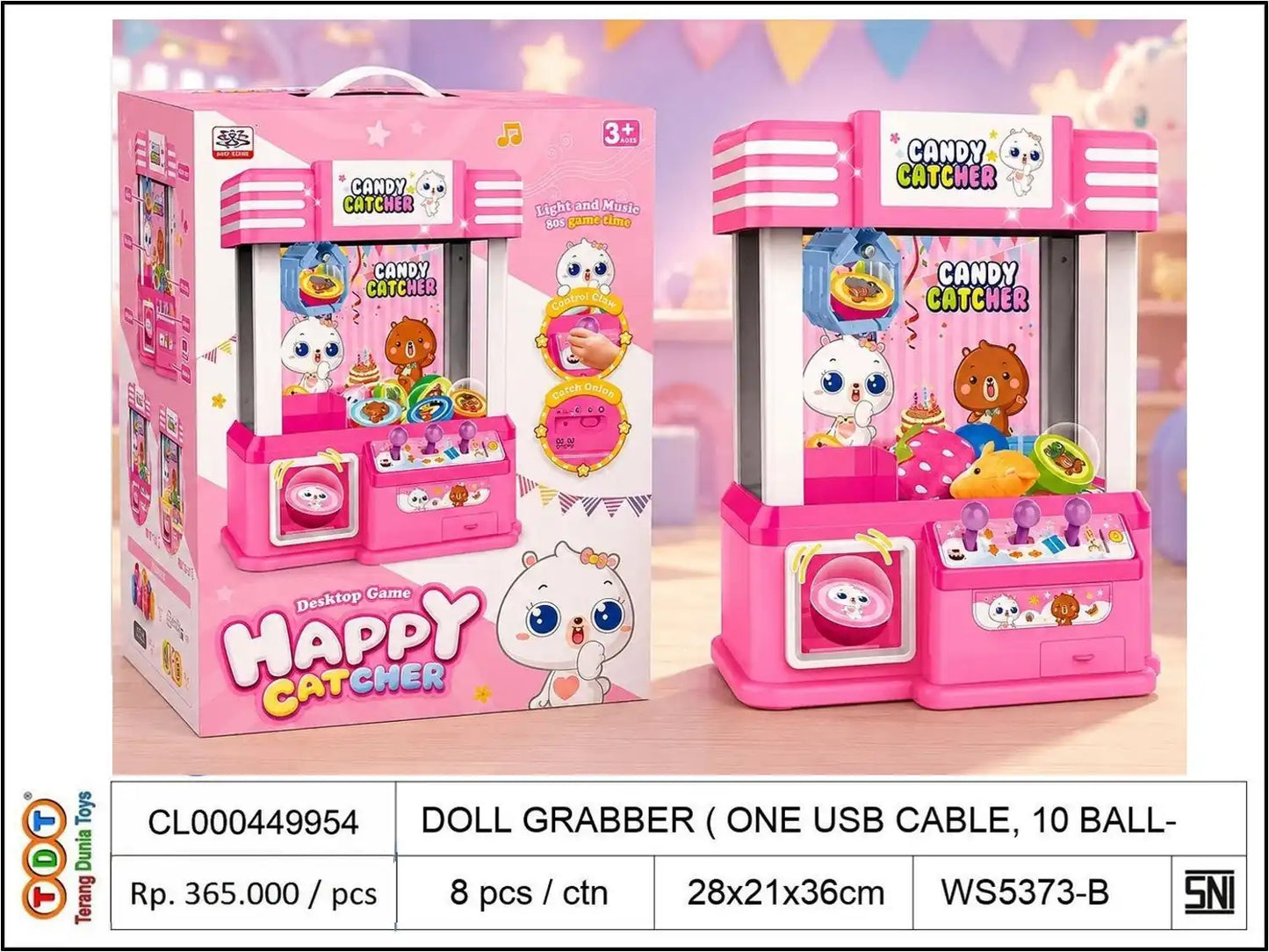 DOLL GRABBER (WITH ONE USB CABLE, 1 BALLS, 12 COINS) DOES NOT INCLUDE DOLLS