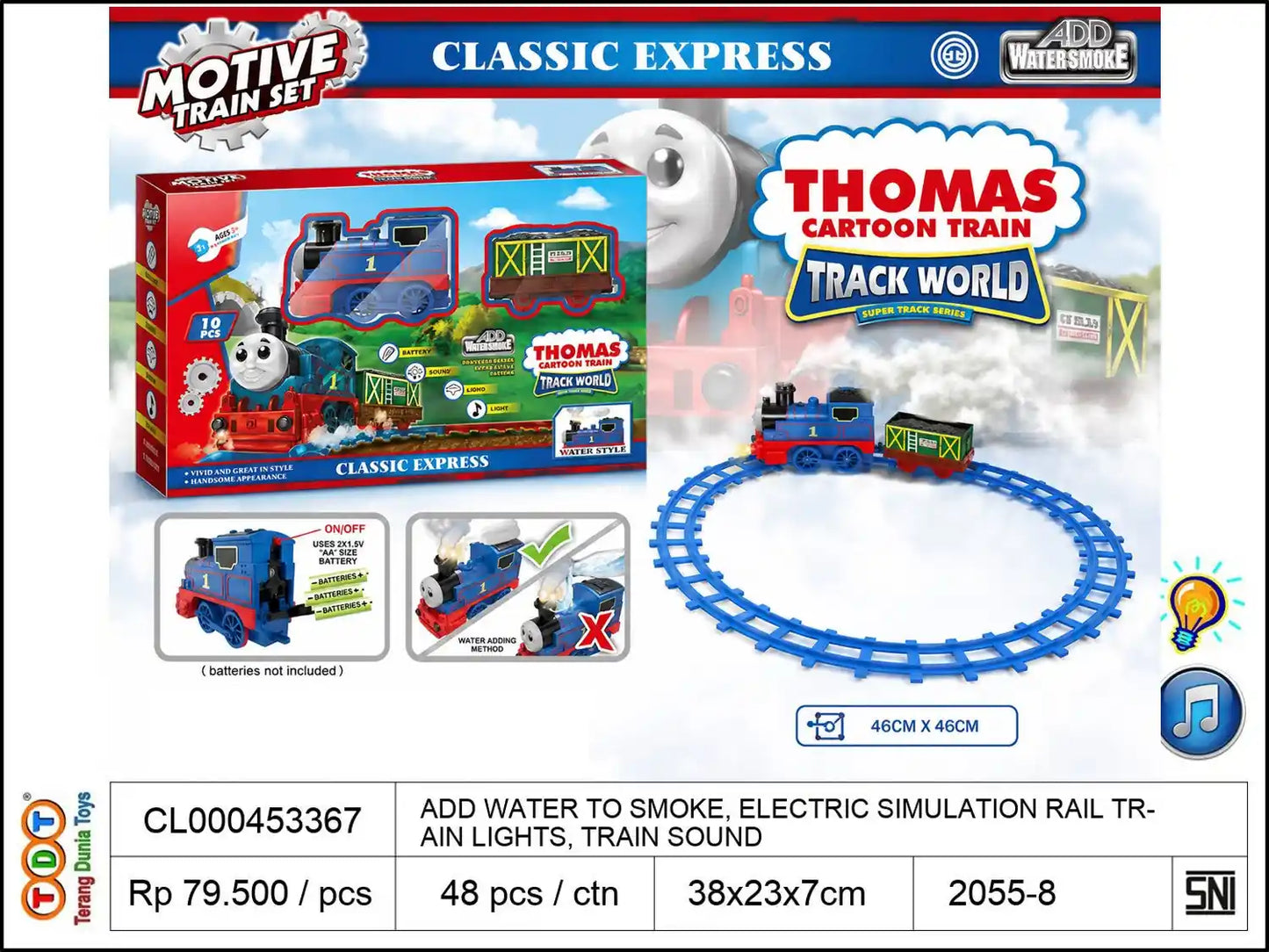 ADD WATER TO SMOKE, ELECTRIC SIMULATION RAIL TRAIN WITH LIGHTS, TRAIN SOUND