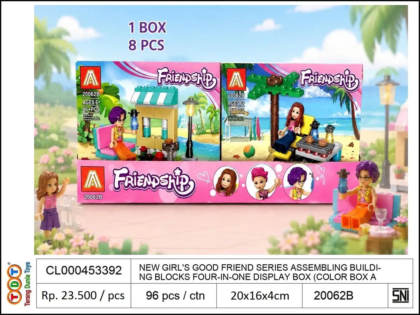 NEW GIRL'S GOOD FRIEND SERIES ASSEMBLING BUILDING BLOCKS FOUR-IN-ONE DISPLAY BOX (COLOR BOX ADOPTS EXQUISITE UV TECHNOLOGY)