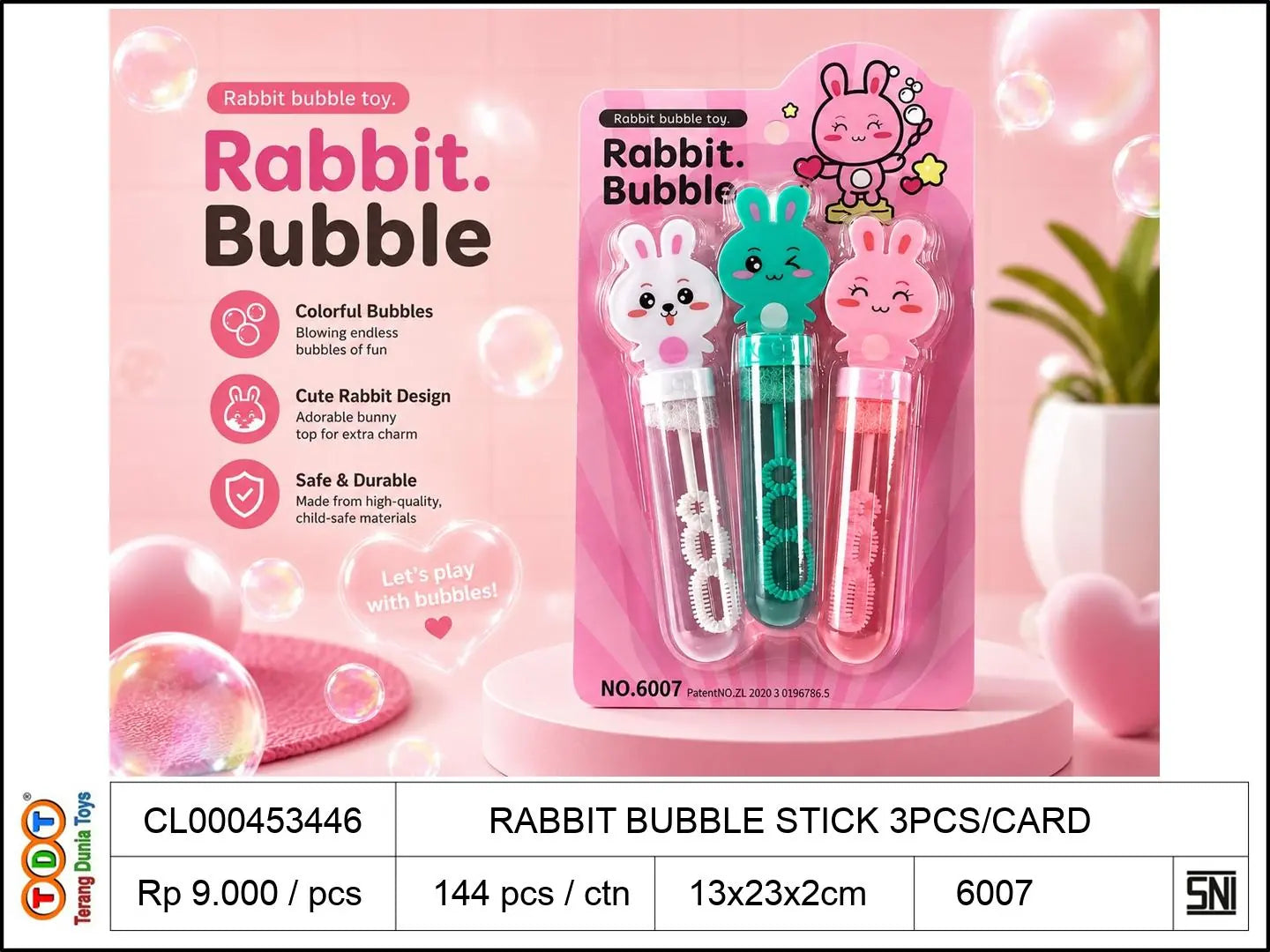 RABBIT BUBBLE STICK 3PCS/CARD