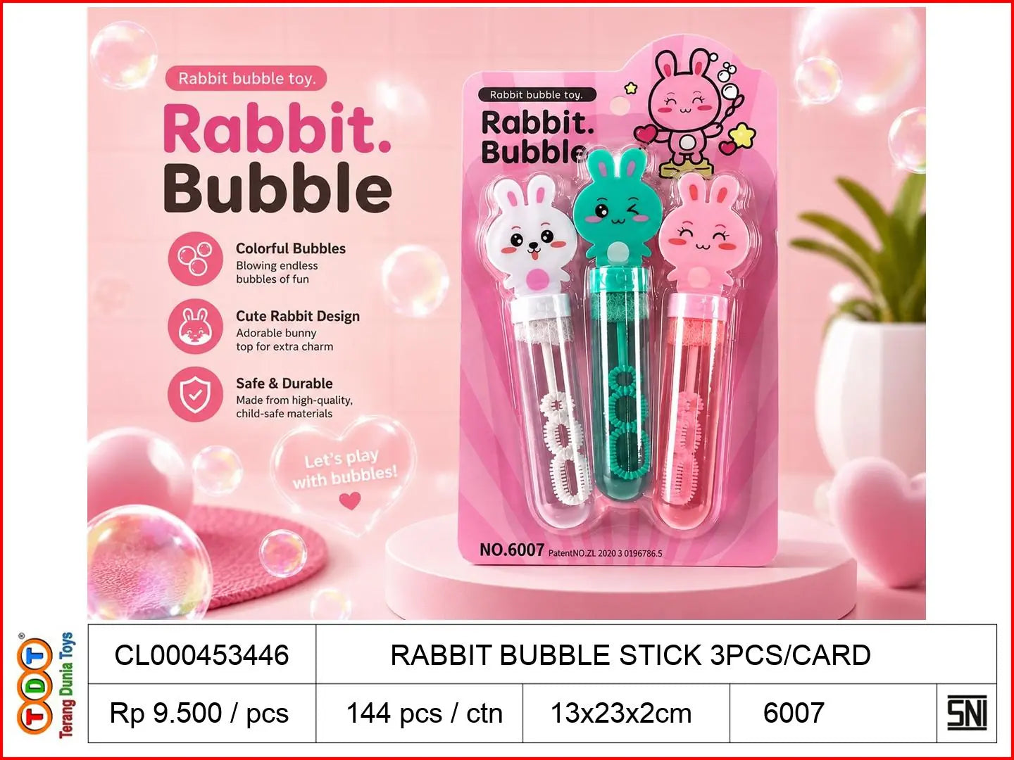 RABBIT BUBBLE STICK 3PCS/CARD