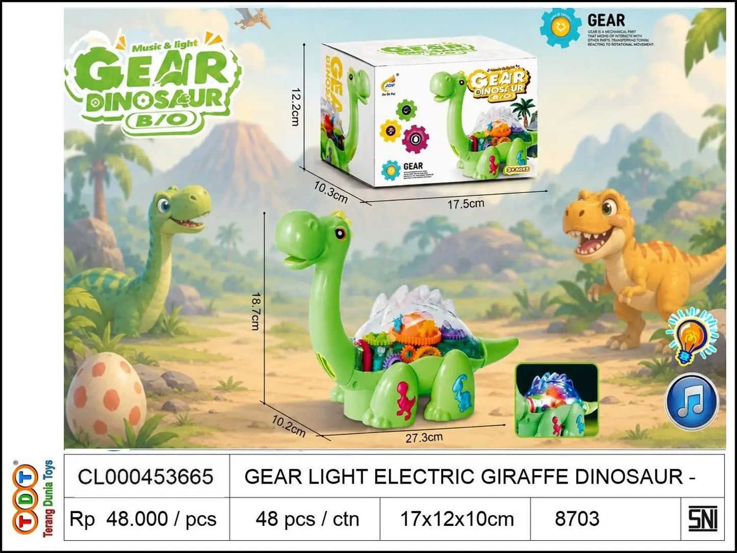 GEAR LIGHT ELECTRIC GIRAFFE DINOSAUR MUSIC UNIVERSAL
