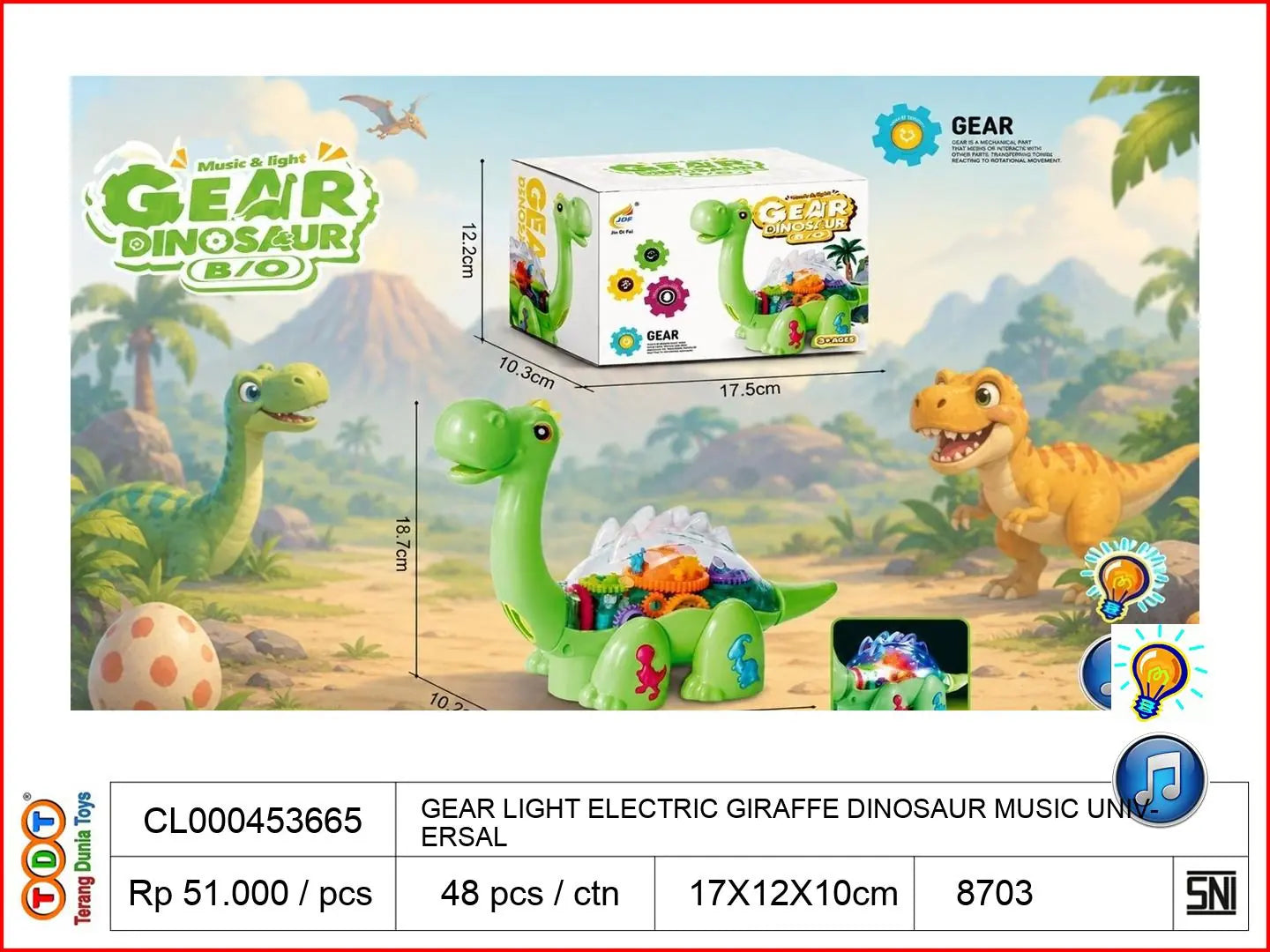 GEAR LIGHT ELECTRIC GIRAFFE DINOSAUR MUSIC UNIVERSAL