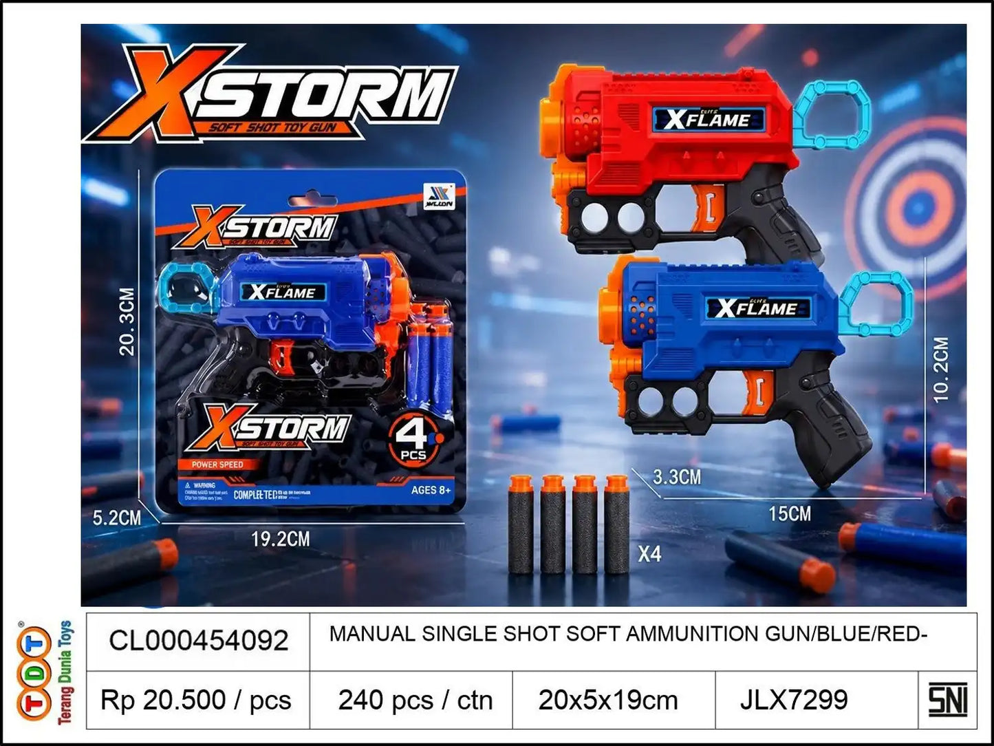 MANUAL SINGLE SHOT SOFT AMMUNITION GUN/BLUE/RED