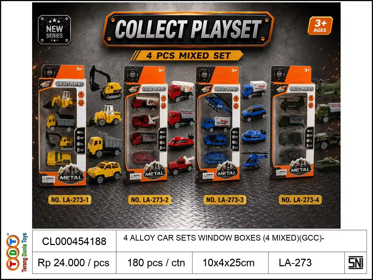 4 ALLOY CAR SETS WITH WINDOW BOXES (4 MIXED)(GCC)