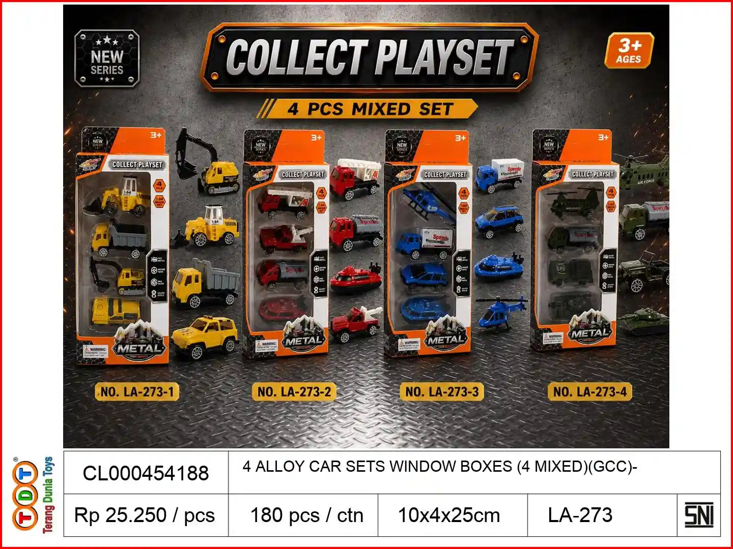 4 ALLOY CAR SETS WITH WINDOW BOXES (4 MIXED)(GCC)