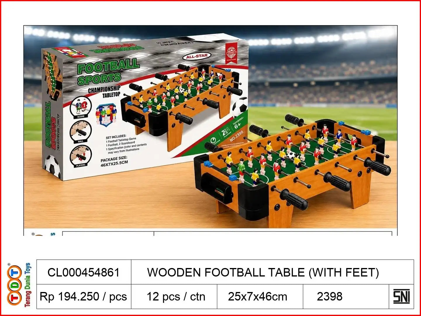 WOODEN FOOTBALL TABLE (WITH FEET)

TAGS: SOCCER SEPAK BOLA GAWANG TENDANG MINI