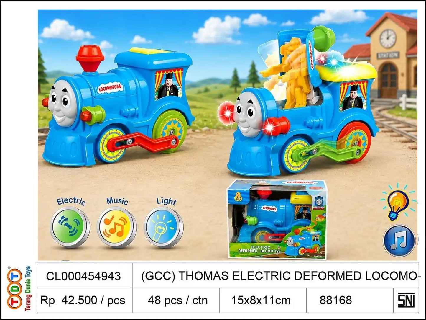 (GCC) THOMAS ELECTRIC DEFORMED LOCOMOTIVE (LIGHTS, TRAIN SOUND)