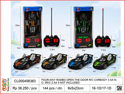 4 WD FOUR-WAY RAMBO OPEN THE DOOR REMOTE CONTROL CARBODY 3 AA NO. 5REMOTE CONTROL 2 AA 5 NOT INCLUDED