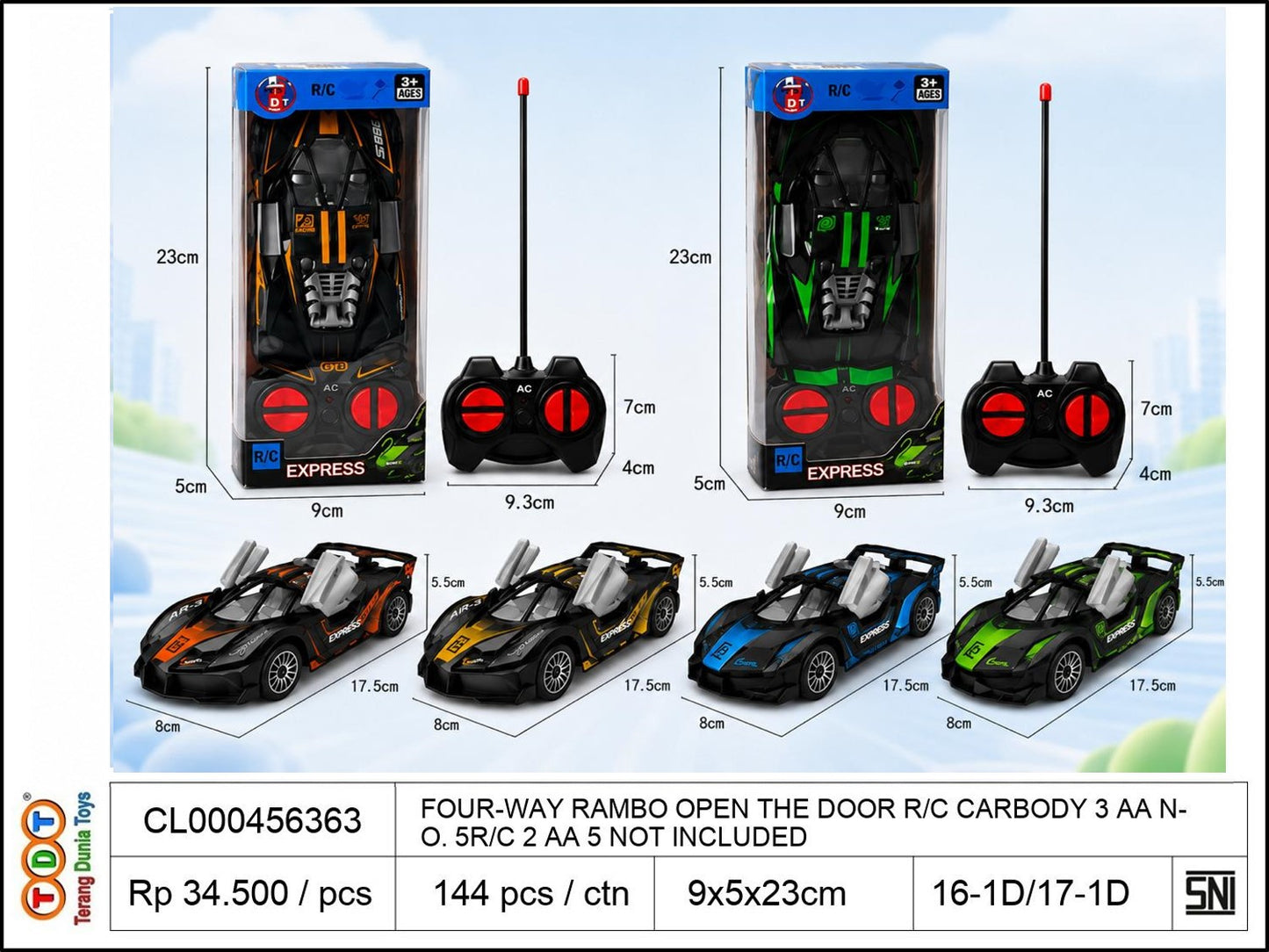4 WD FOUR-WAY RAMBO OPEN THE DOOR REMOTE CONTROL CARBODY 3 AA NO. 5REMOTE CONTROL 2 AA 5 NOT INCLUDED