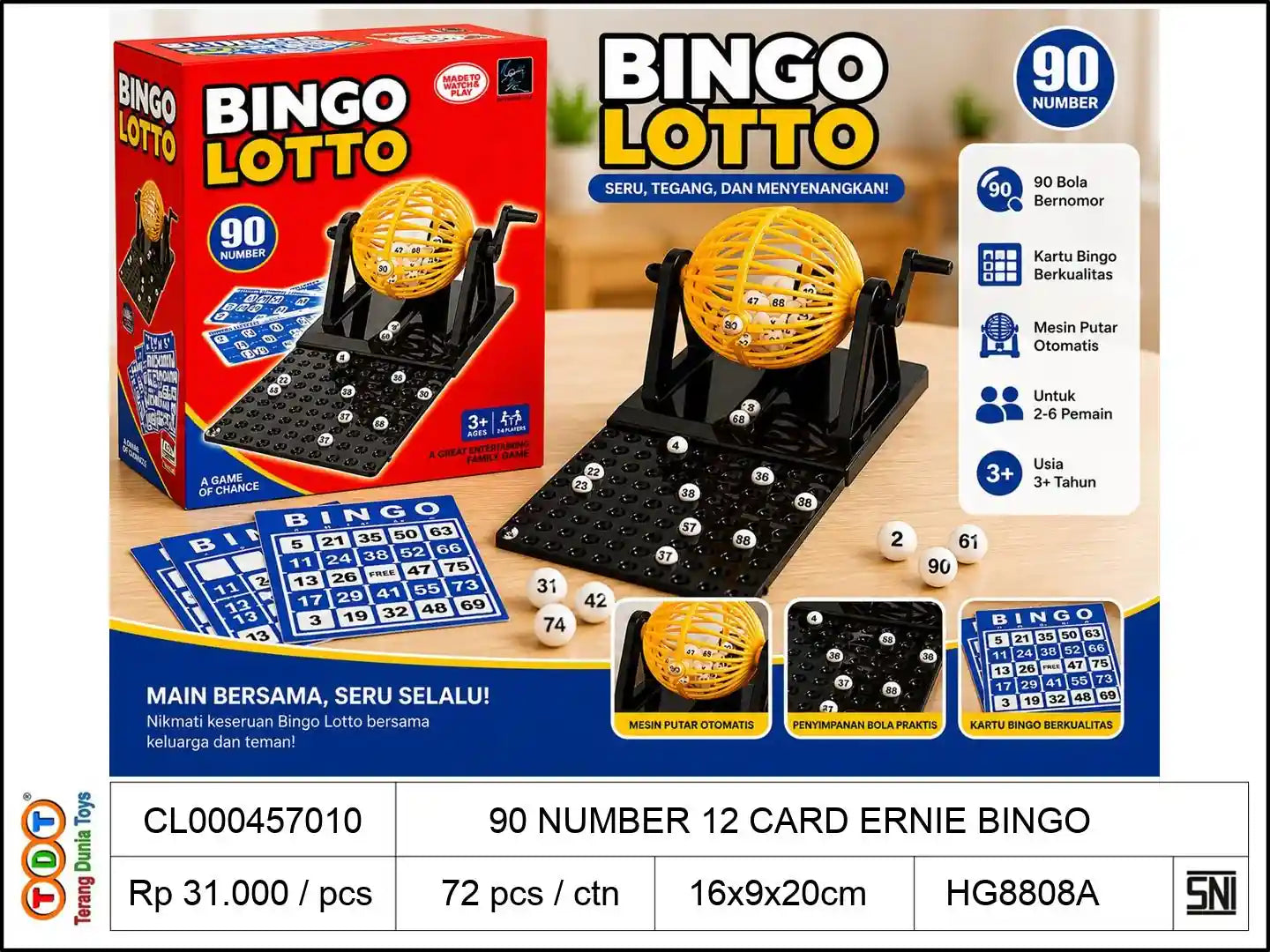90 NUMBER 12 CARD ERNIE BINGO