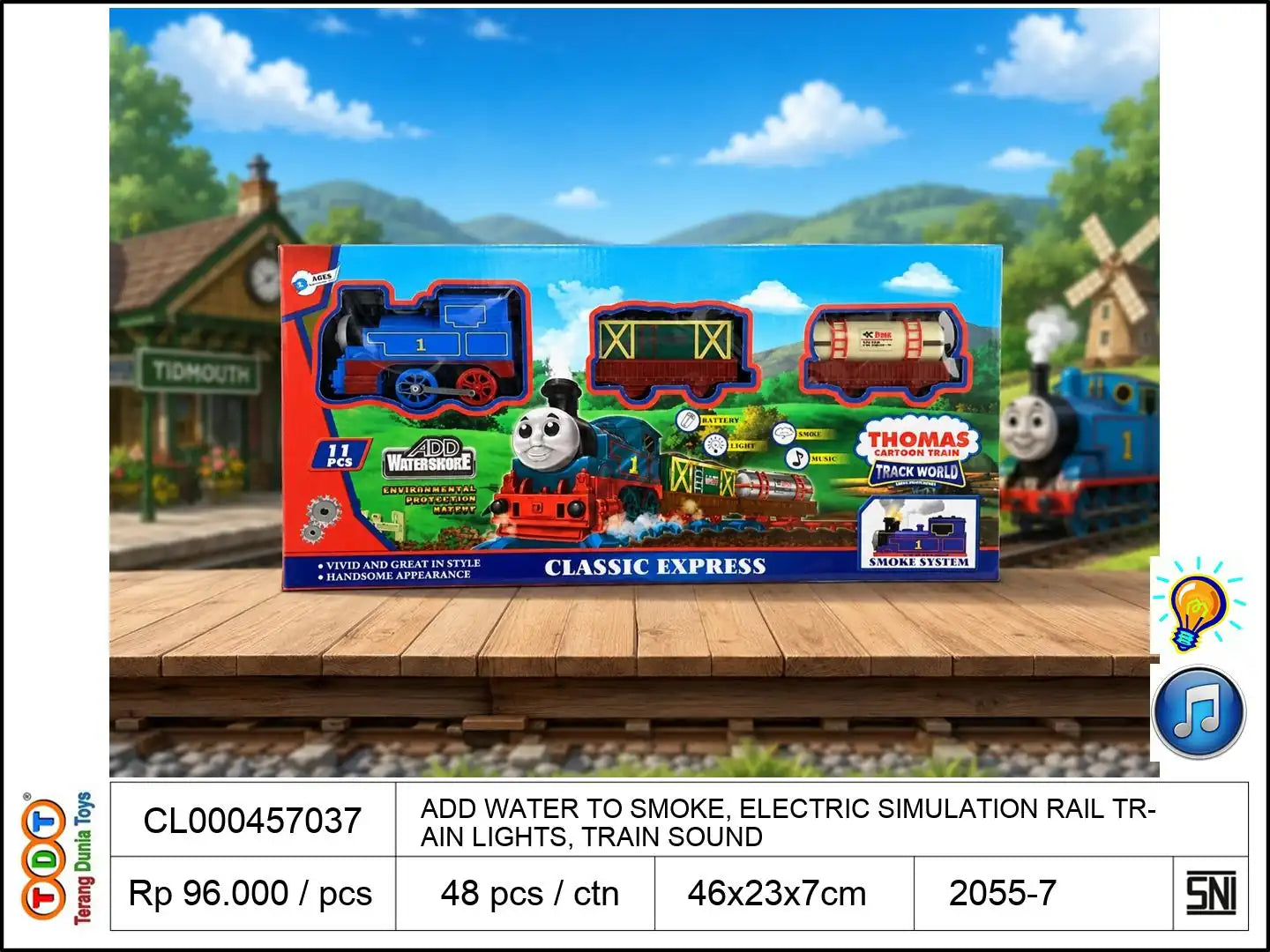 ADD WATER TO SMOKE, ELECTRIC SIMULATION RAIL TRAIN WITH LIGHTS, TRAIN SOUND