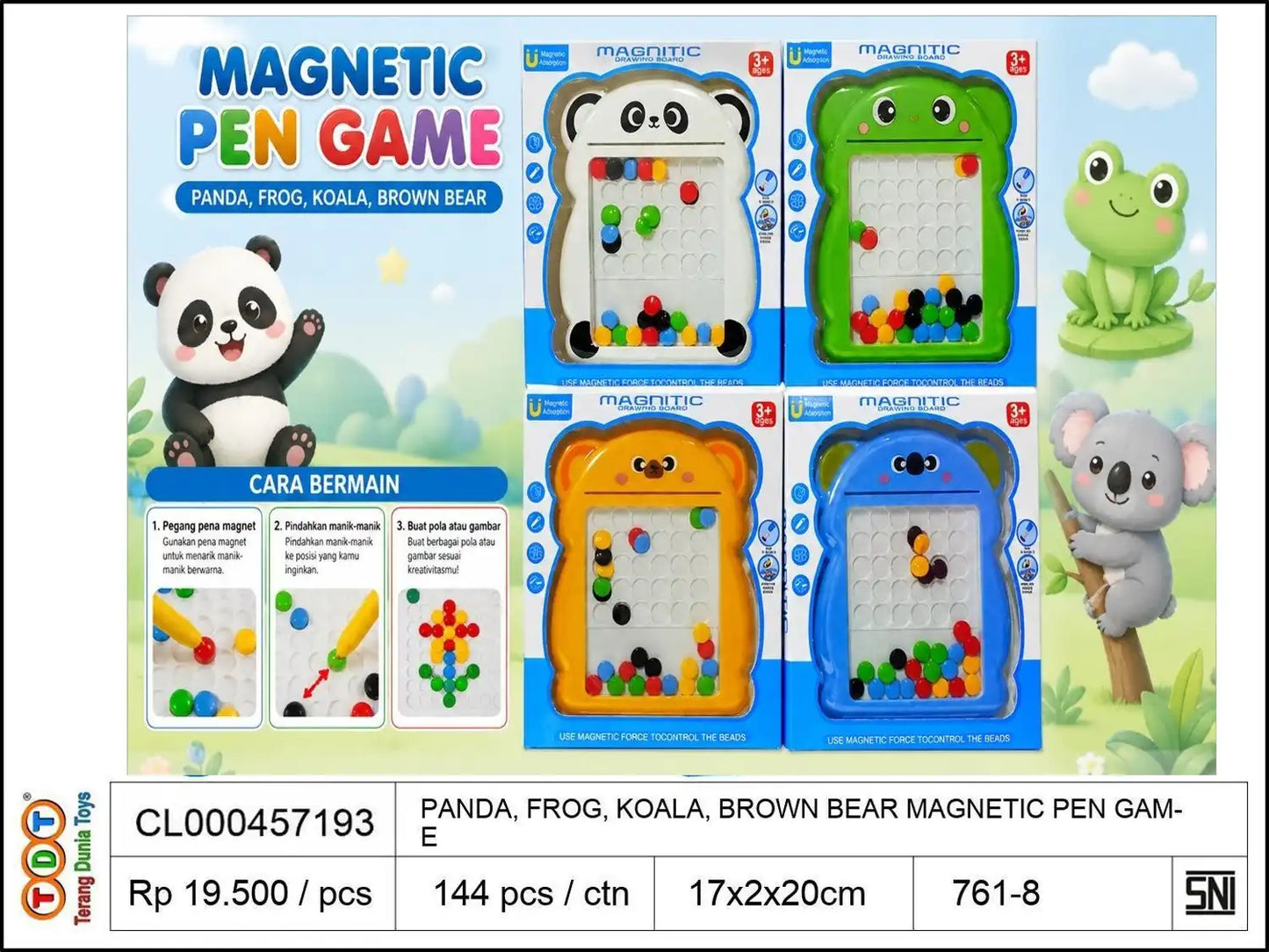 PANDA, FROG, KOALA, BROWN BEAR MAGNETIC PEN GAME