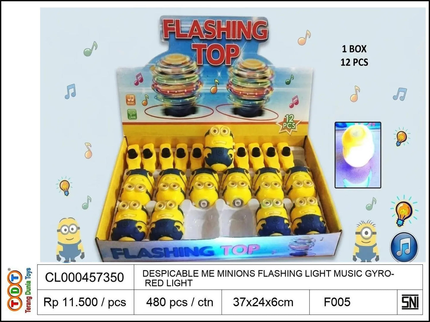 DESPICABLE ME MINIONS FLASHING LIGHT MUSIC GYRO WITH RED LIGHT