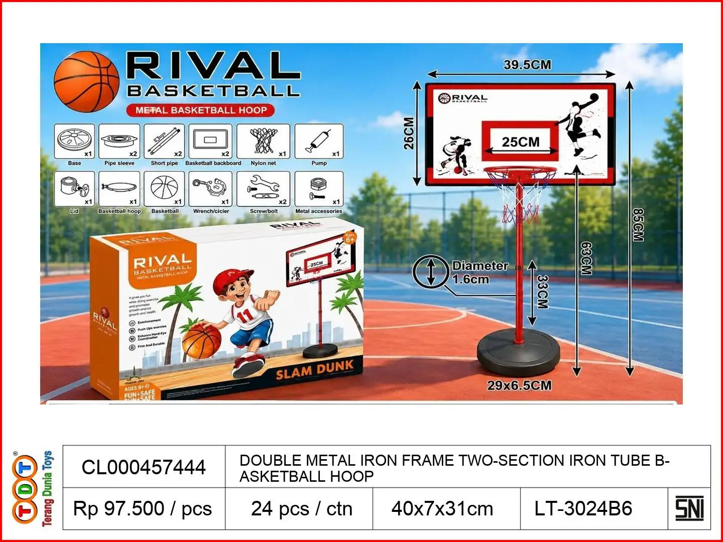 DOUBLE METAL IRON FRAME TWO-SECTION IRON TUBE BASKETBALL HOOP