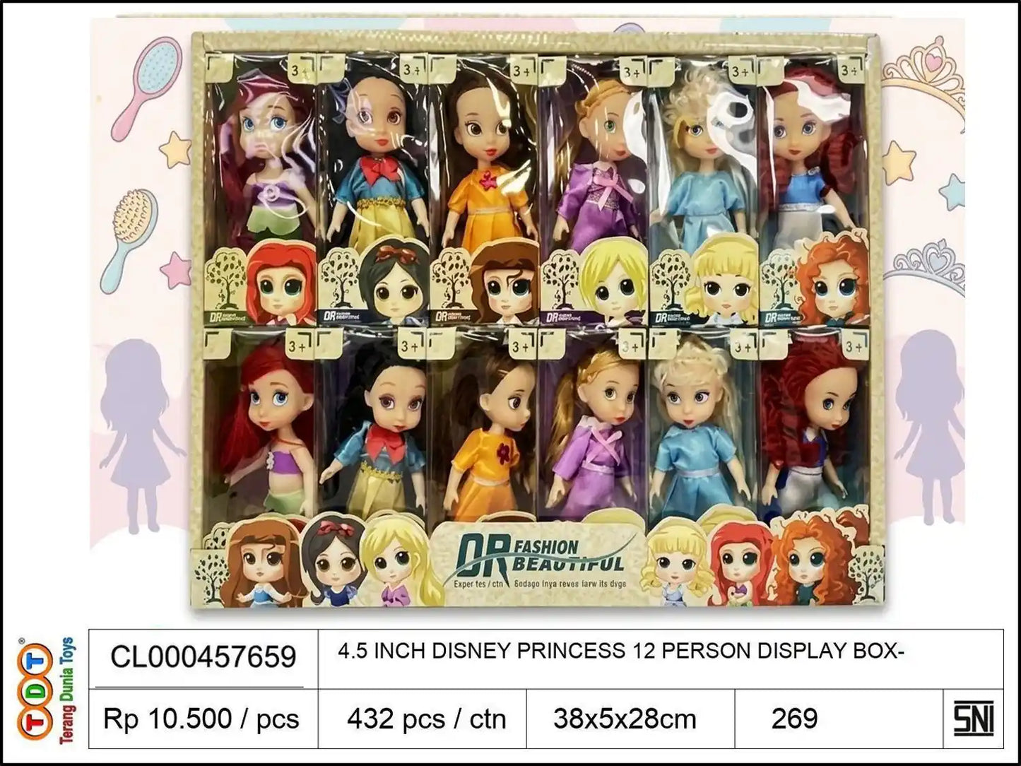 4.5 INCH DISNEY PRINCESS 12 PERSON DISPLAY BOX