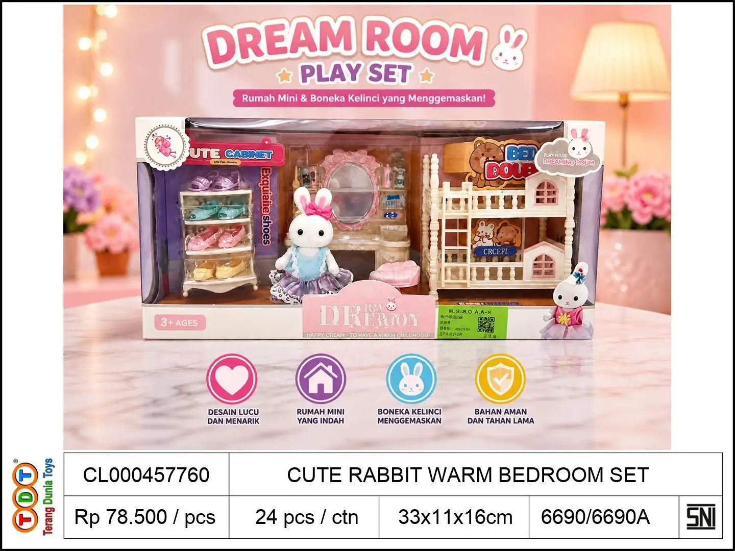 CUTE RABBIT WARM BEDROOM SET