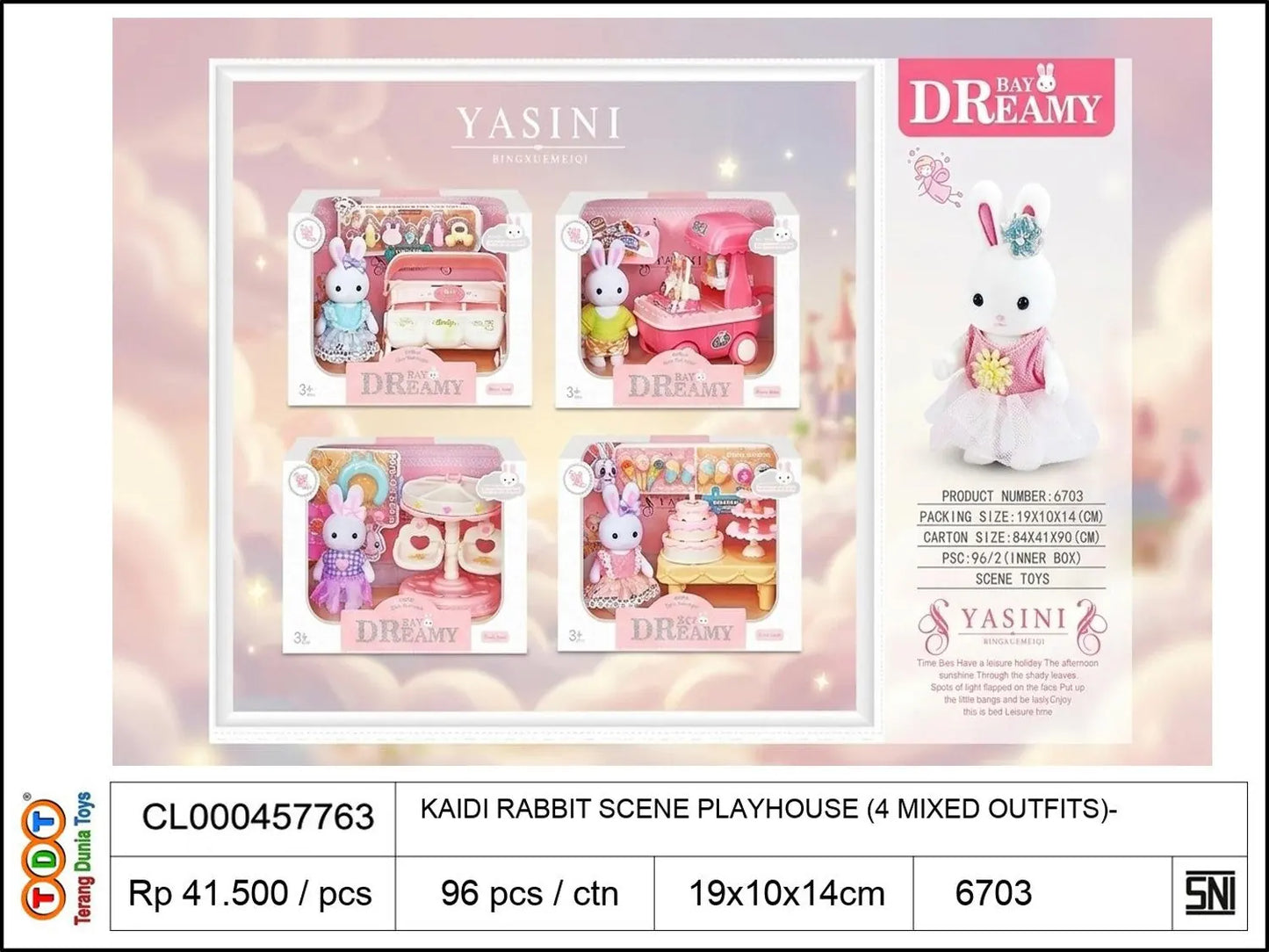 KAIDI RABBIT SCENE PLAYHOUSE (4 MIXED OUTFITS)