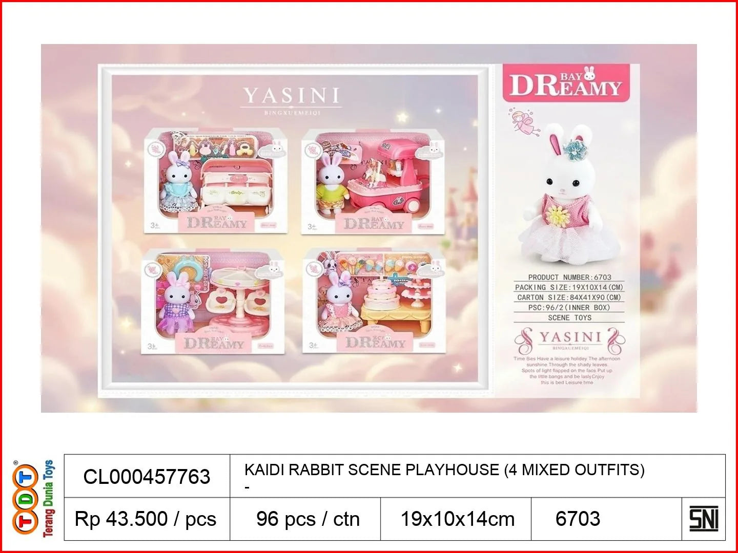 KAIDI RABBIT SCENE PLAYHOUSE (4 MIXED OUTFITS)