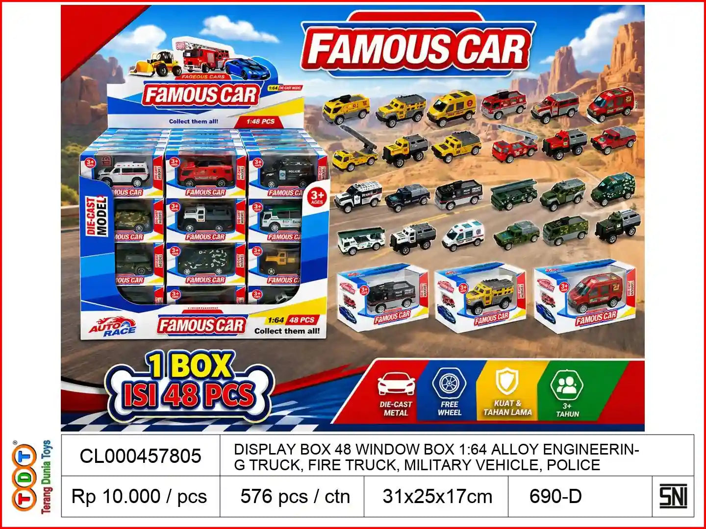 DISPLAY BOX 48 WINDOW BOX 1:64 ALLOY ENGINEERING TRUCK, FIRE TRUCK, MILITARY VEHICLE, POLICE CAR MIXED