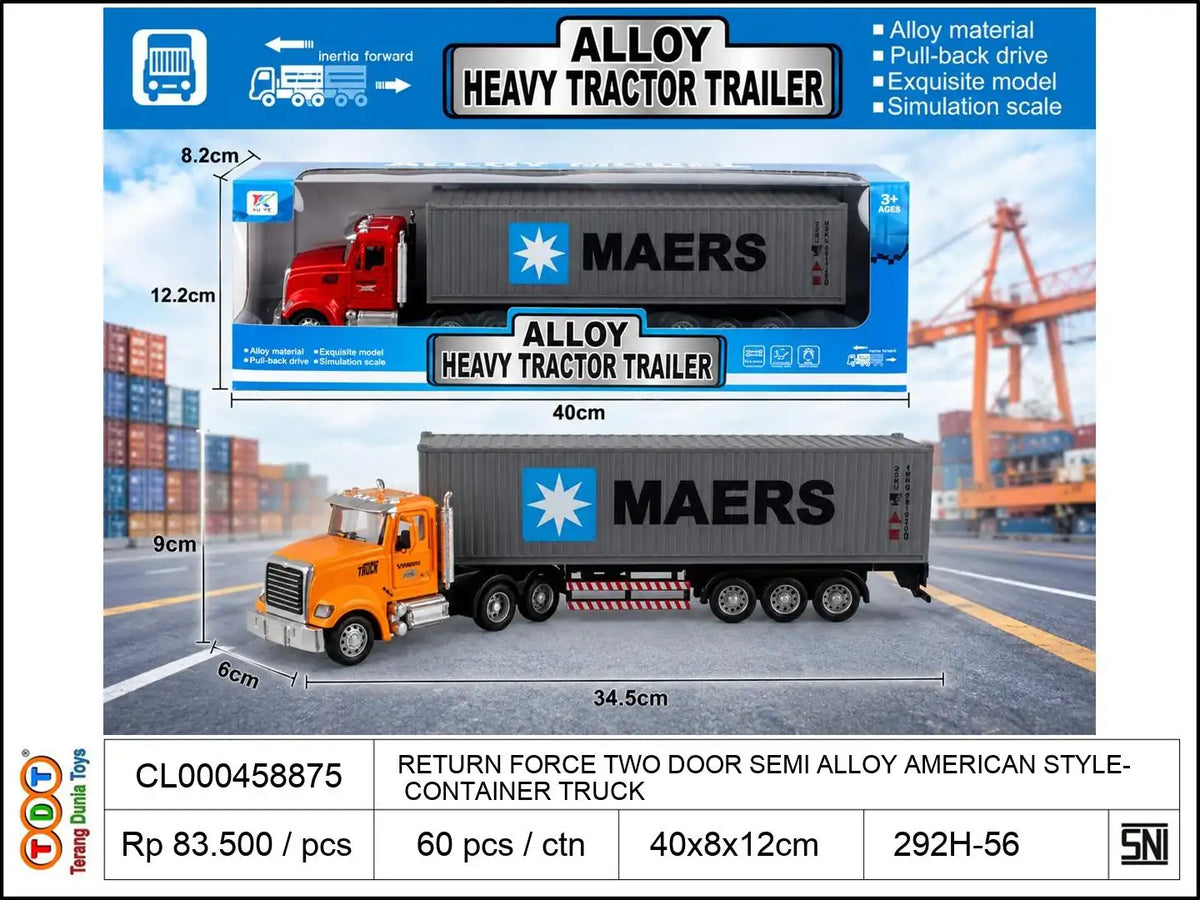 RETURN FORCE TWO DOOR SEMI ALLOY AMERICAN STYLE CONTAINER TRUCK