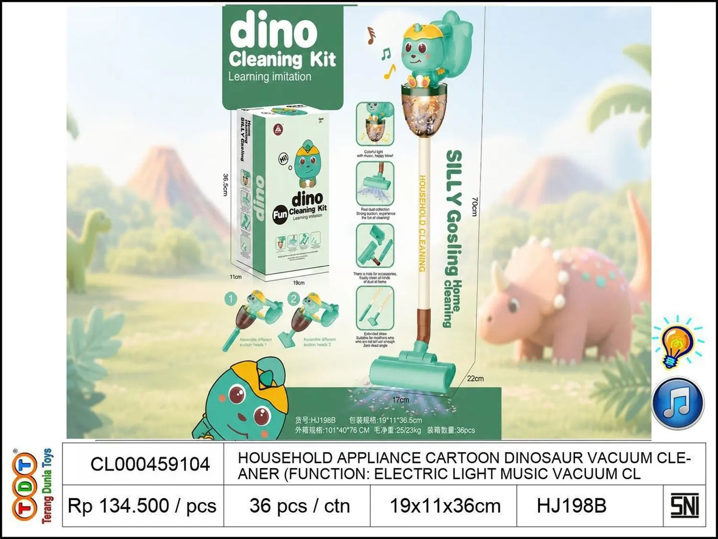 HOUSEHOLD APPLIANCE CARTOON DINOSAUR VACUUM CLEANER (FUNCTION: ELECTRIC LIGHT MUSIC VACUUM CLEANER, BATTERY 5 * AA NOT INCLUDED)
