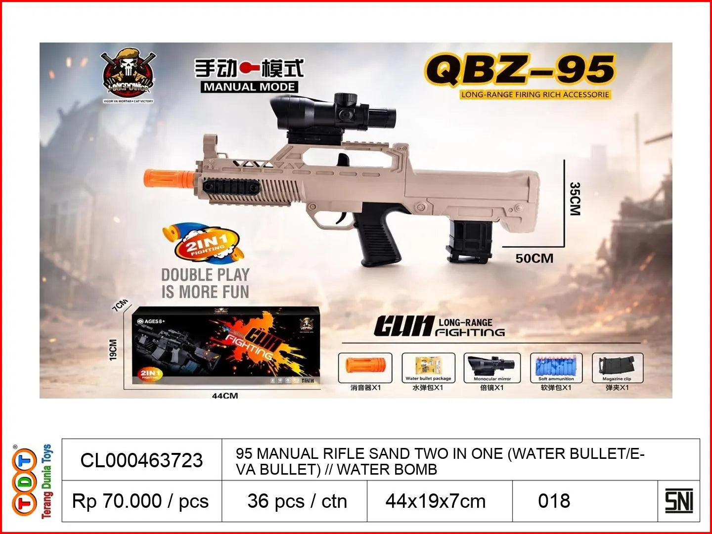 95 MANUAL RIFLE SAND TWO IN ONE (WATER BULLET/EVA BULLET) // WATER BOMB