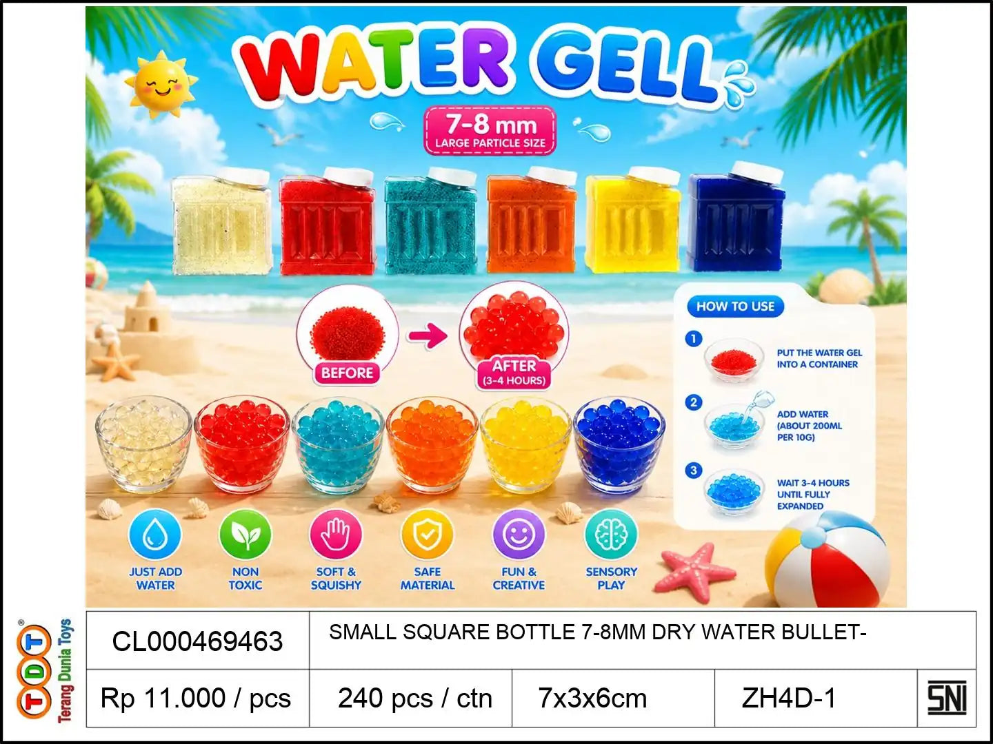 SMALL SQUARE BOTTLE 7-8MM DRY WATER BULLET