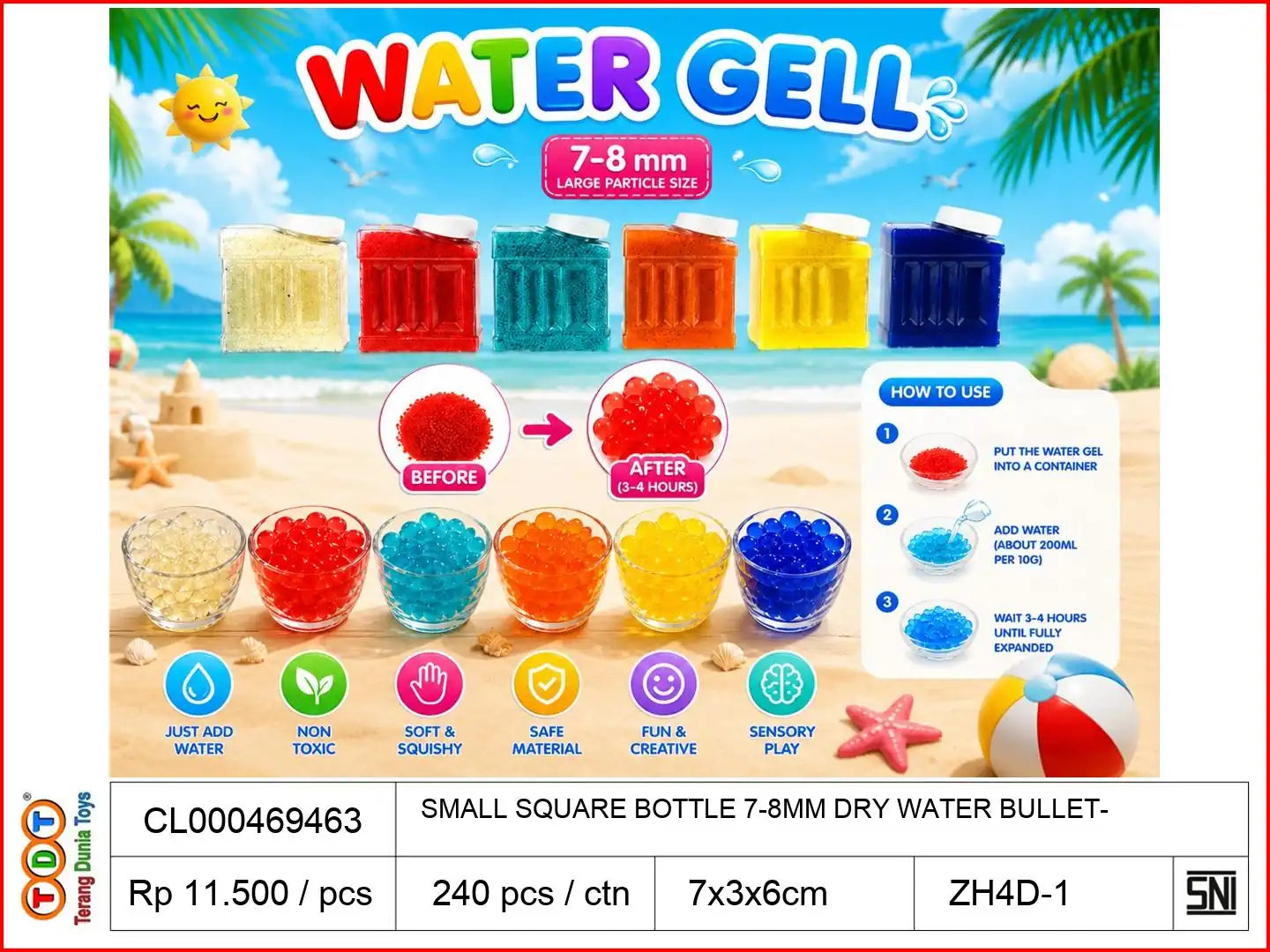 SMALL SQUARE BOTTLE 7-8MM DRY WATER BULLET