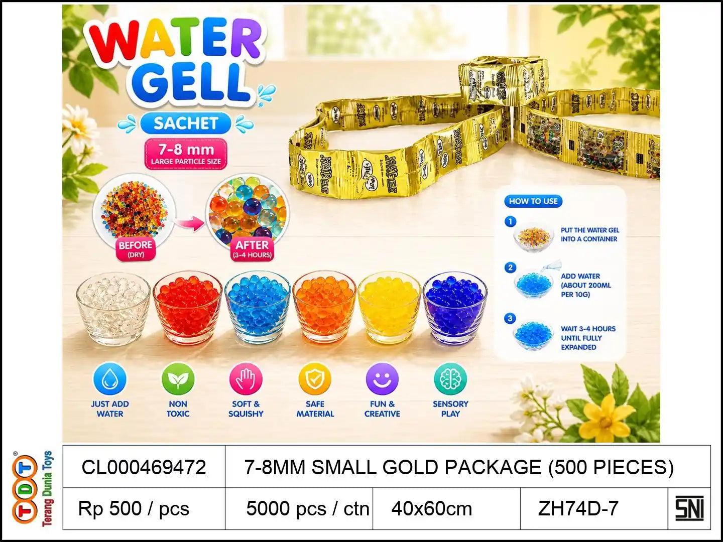 7-8MM SMALL GOLD PACKAGE (500 PIECES)