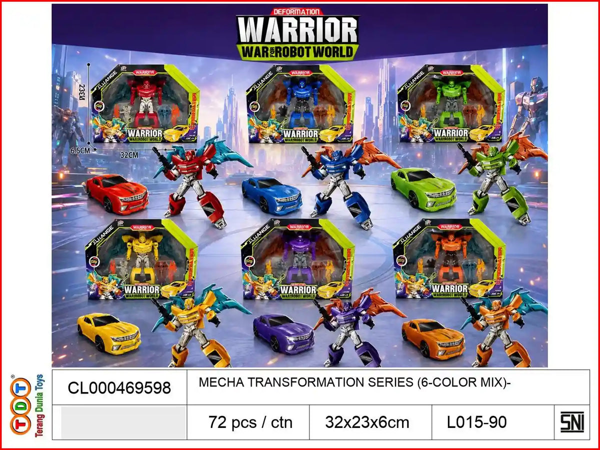MECHA TRANSFORMATION SERIES (6-COLOR MIX)

TAGS : KENDARAAN MAINAN TRANSFORMER TRANSFORM MOBIL BERUBAH BENTUK ROBOT DEFORMATION ROBOTIK AUTOBOT OPTIMUS BUMBLEBEE TABRAK TOMBOL OTOMATIS