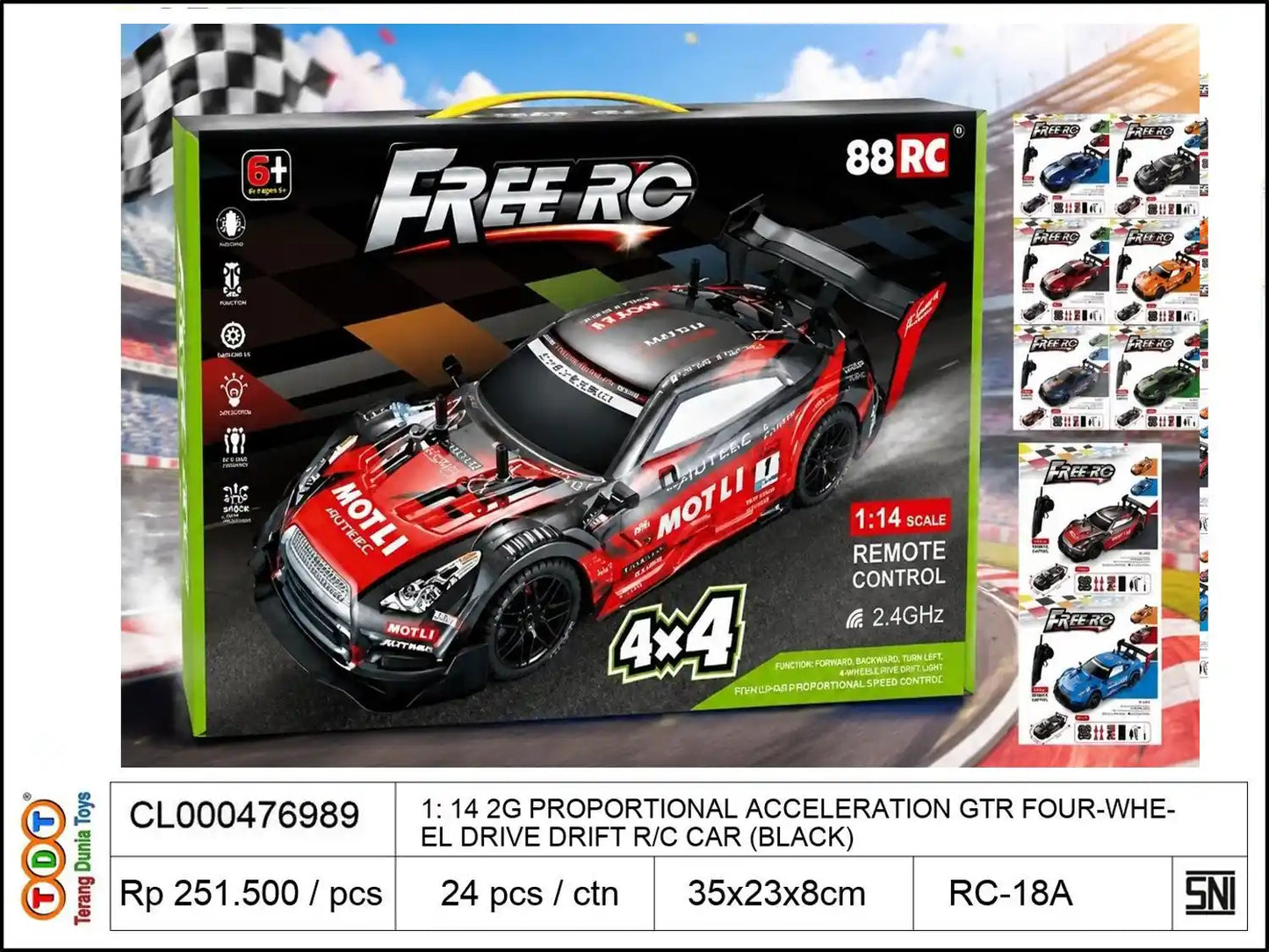 1: 14 2G PROPORTIONAL ACCELERATION GTR FOUR-WHEEL DRIVE DRIFT REMOTE CONTROL CAR (BLACK) RC