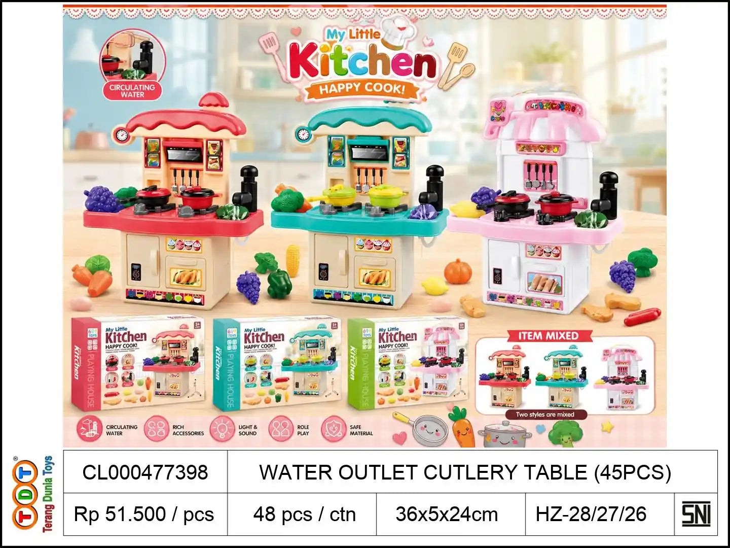 WATER OUTLET CUTLERY TABLE (45PCS)