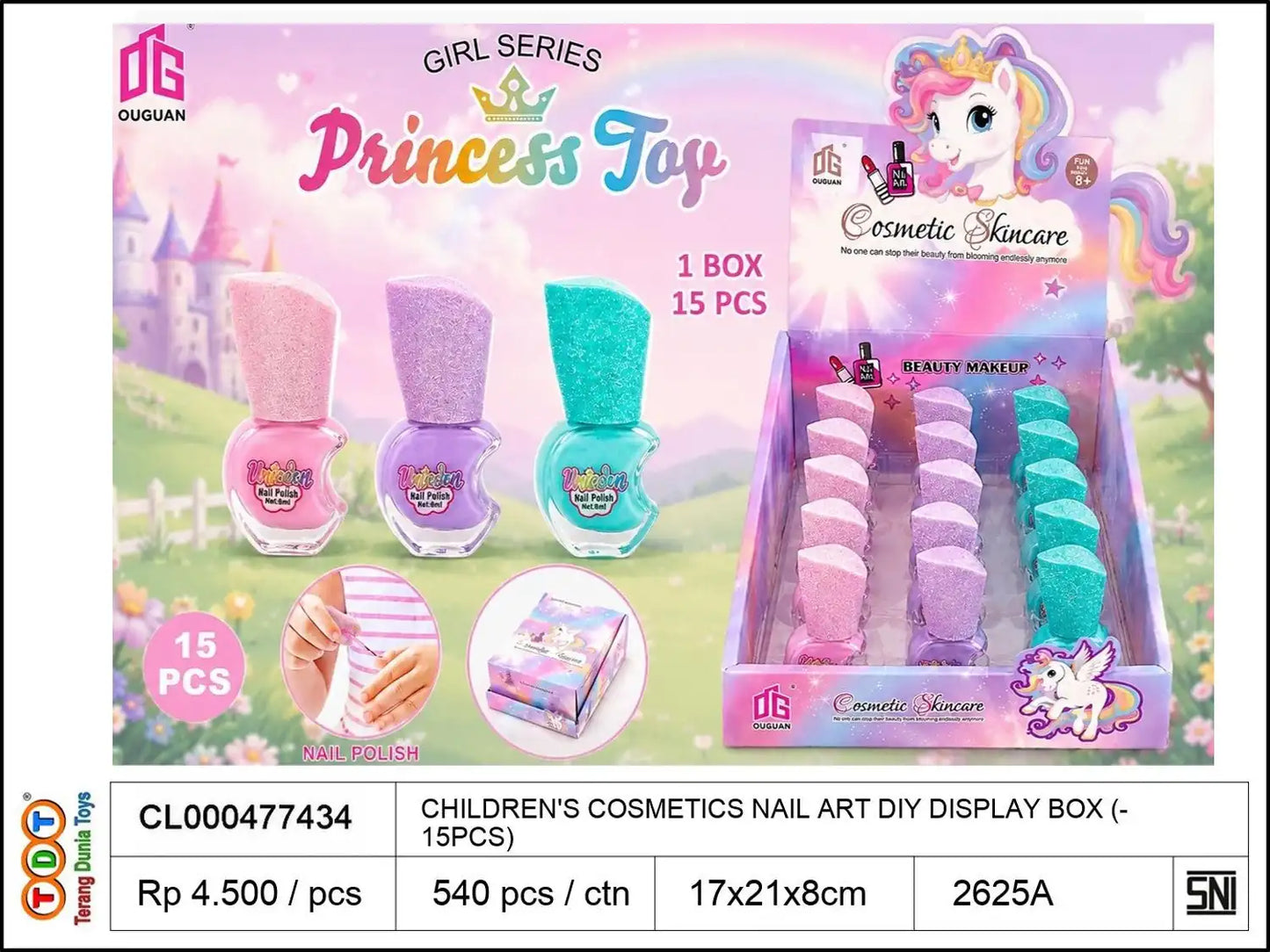 CHILDREN'S COSMETICS NAIL ART DIY DISPLAY BOX (15PCS)