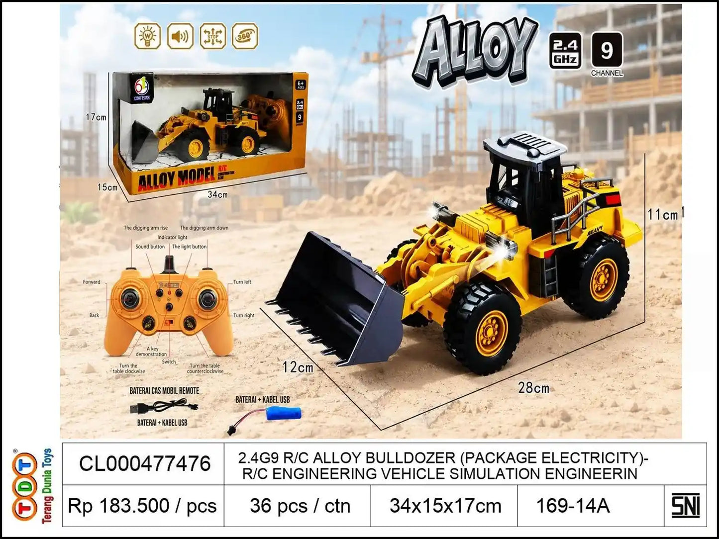 2.4G9 REMOTE CONTROL ALLOY BULLDOZER (PACKAGE ELECTRICITY) REMOTE CONTROL ENGINEERING VEHICLE SIMULATION ENGINEERING VEHICLE MODEL RC