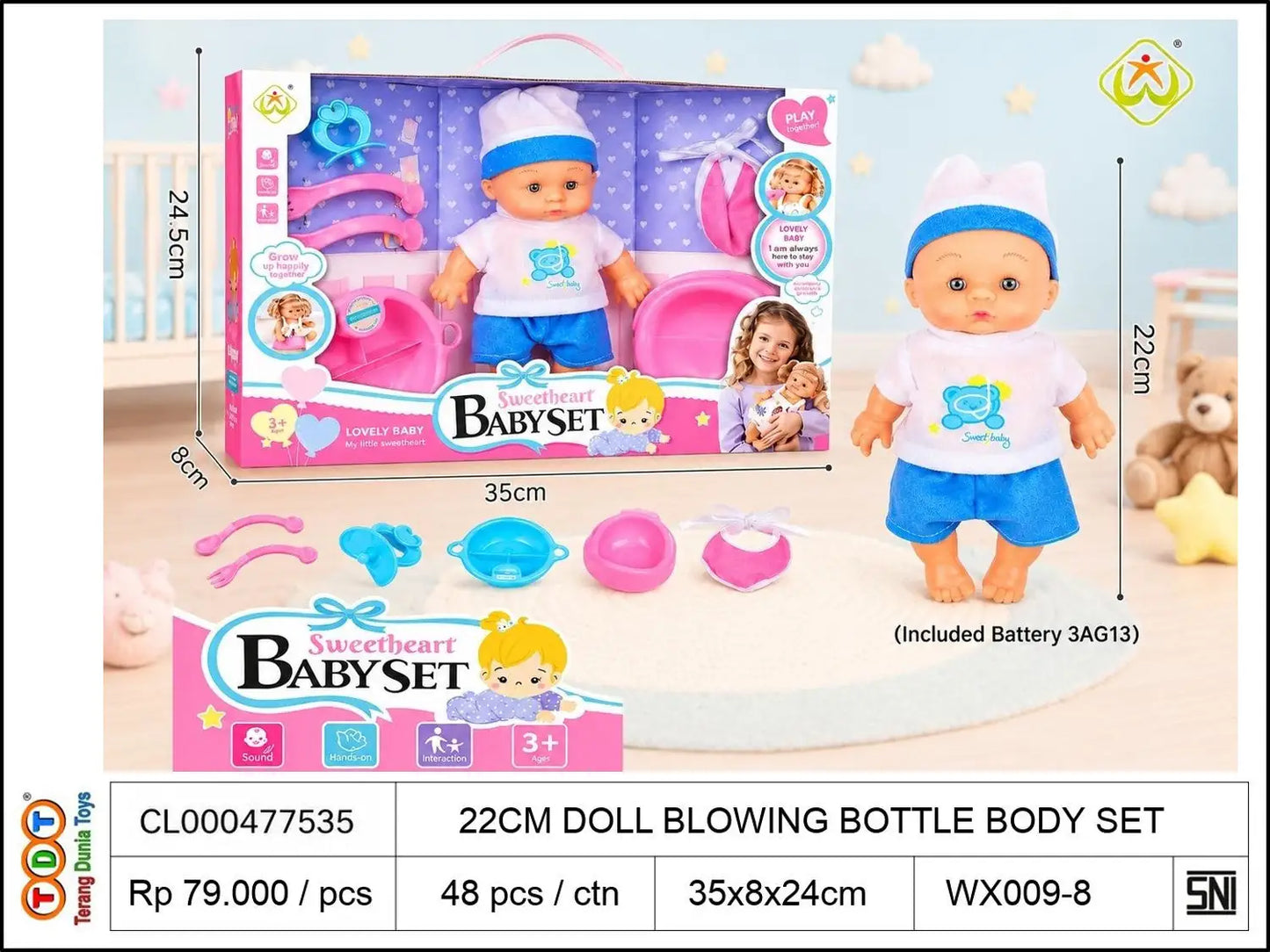 22CM DOLL BLOWING BOTTLE BODY SET
