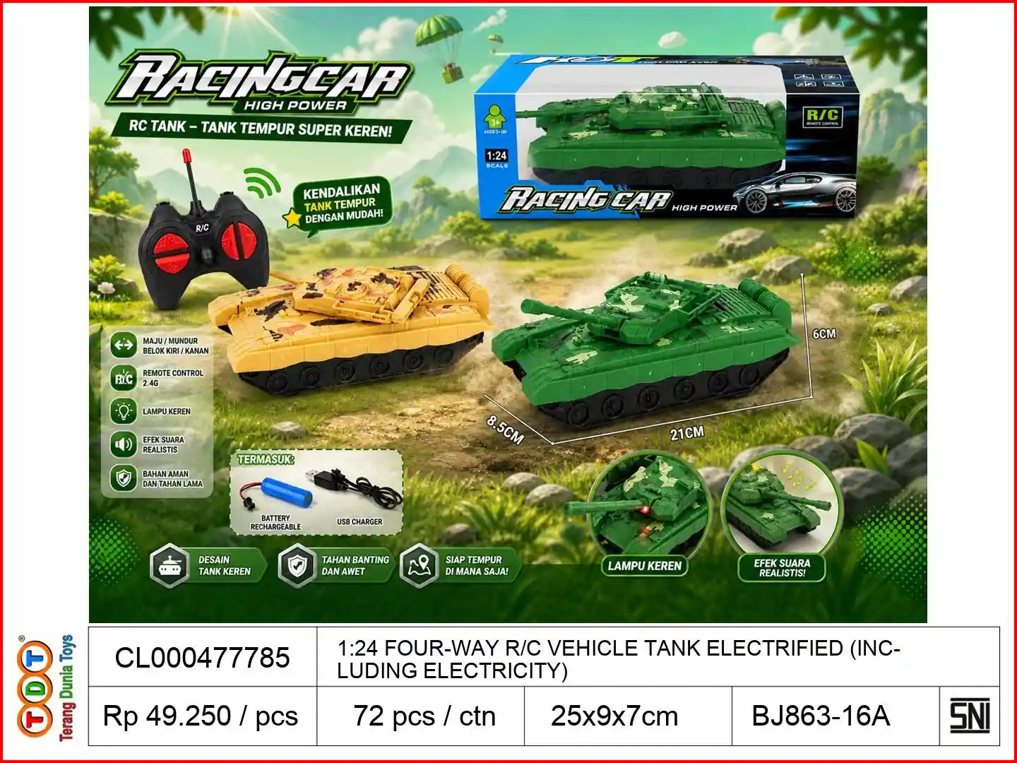 1:24 FOUR-WAY REMOTE CONTROL VEHICLE TANK ELECTRIFIED (INCLUDING ELECTRICITY)