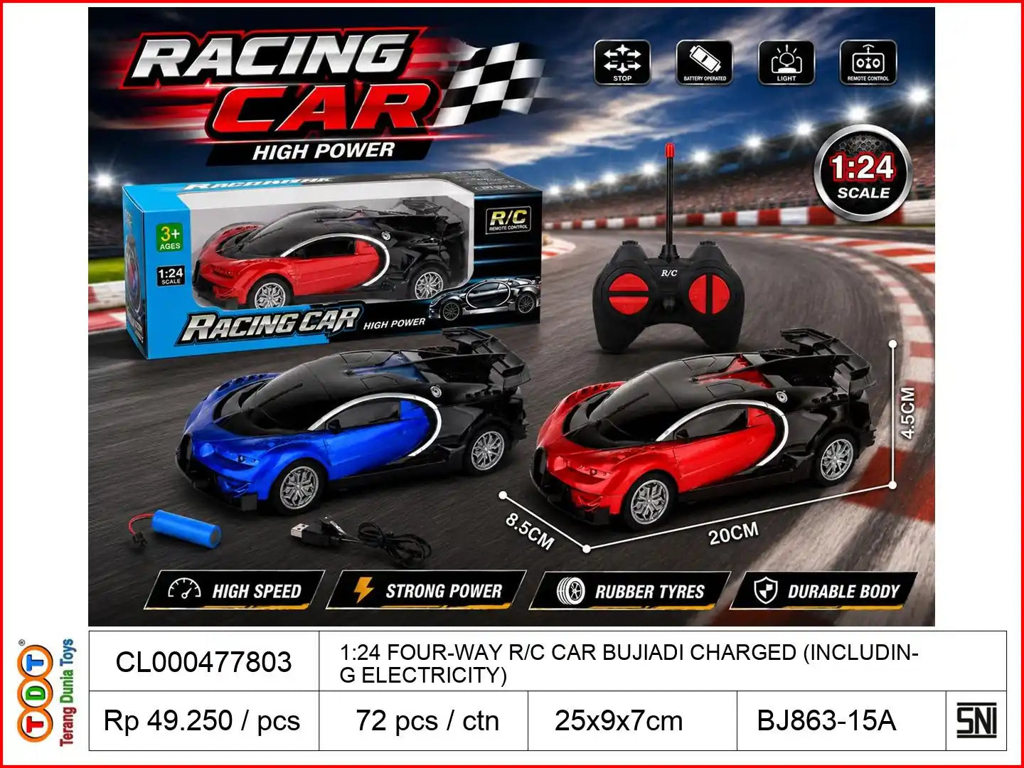 1:24 FOUR-WAY REMOTE CONTROL CAR BUJIADI CHARGED (INCLUDING ELECTRICITY)