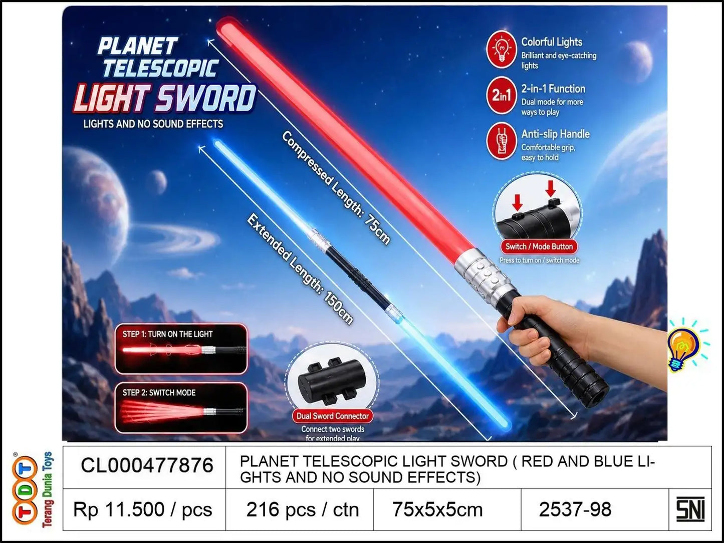 PLANET TELESCOPIC LIGHT SWORD (WITH RED AND BLUE LIGHTS AND NO SOUND EFFECTS)

TAGS: FLASH KNIFE SWORD PEDANG LAMPU LASER PEDANG CAHAYA KNIGHT WARRIOR