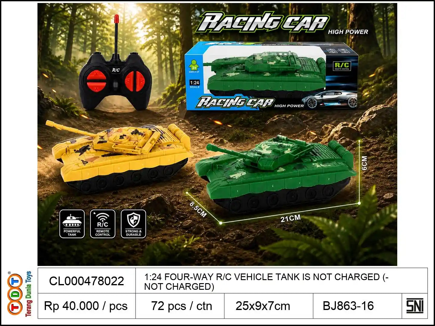 1:24 FOUR-WAY REMOTE CONTROL VEHICLE TANK IS NOT CHARGED (NOT CHARGED)