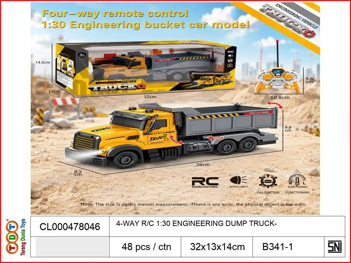 4-WAY REMOTE CONTROL 1:30 ENGINEERING DUMP TRUCK

TAGS : RC RC REMOTE CONTROL TRUCK TRUK CRANE EXCAVATOR TAMBANG ALAT BERAT BULL DOZER KONSTRUKSI CONSTRUCTION