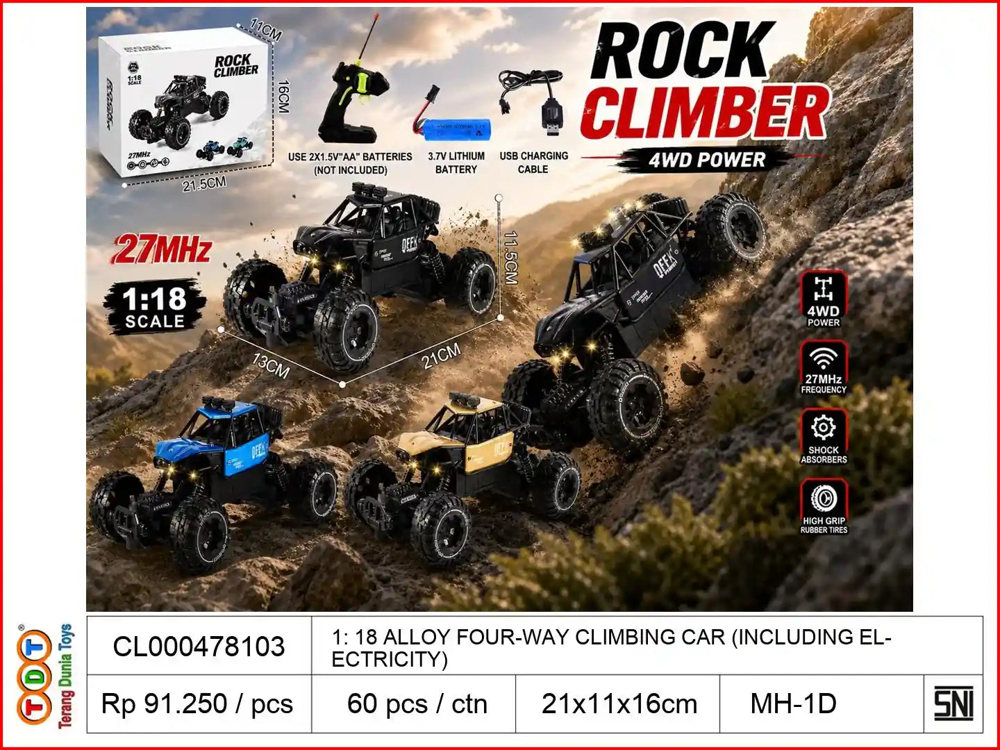 1: 18 ALLOY FOUR-WAY CLIMBING CAR (INCLUDING ELECTRICITY)