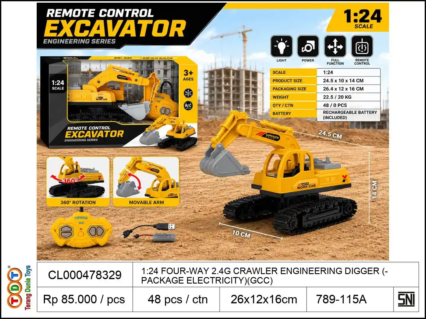 1:24 FOUR-WAY 2.4G CRAWLER ENGINEERING DIGGER (PACKAGE ELECTRICITY)(GCC)