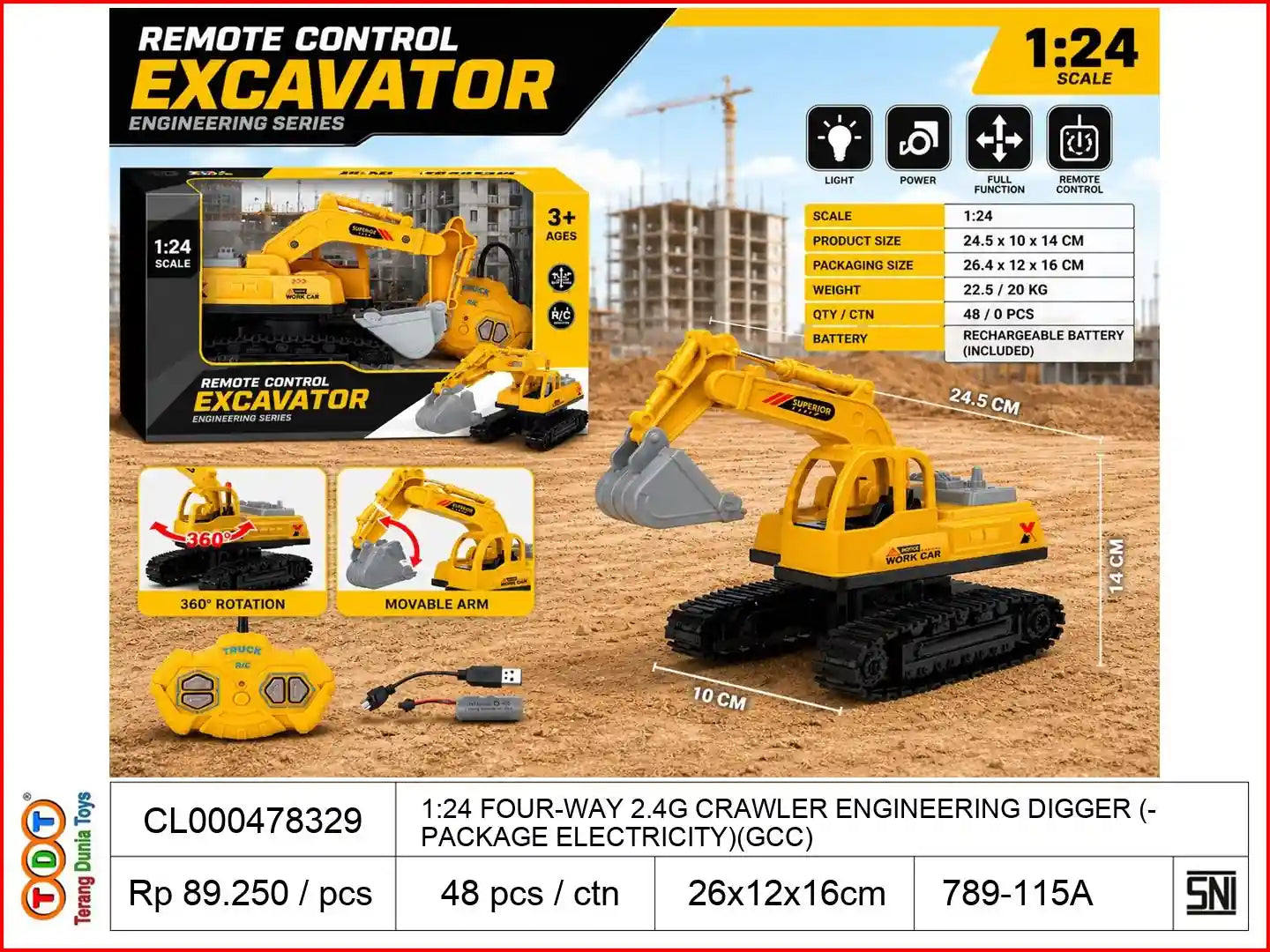 1:24 FOUR-WAY 2.4G CRAWLER ENGINEERING DIGGER (PACKAGE ELECTRICITY)(GCC)