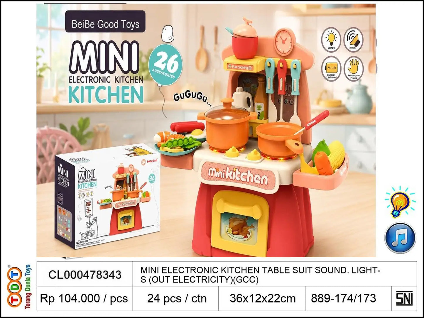 MINI ELECTRONIC KITCHEN TABLE SUIT WITH SOUND. LIGHTS (WITHOUT ELECTRICITY)(GCC)