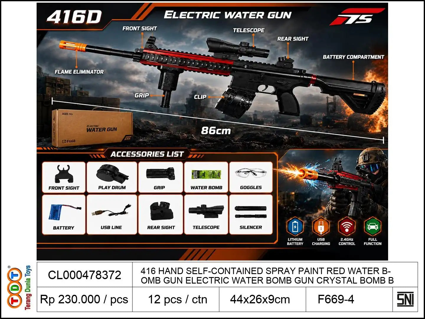 416 HAND SELF-CONTAINED SPRAY PAINT RED WATER BOMB GUN ELECTRIC WATER BOMB GUN CRYSTAL BOMB BOTTLE
