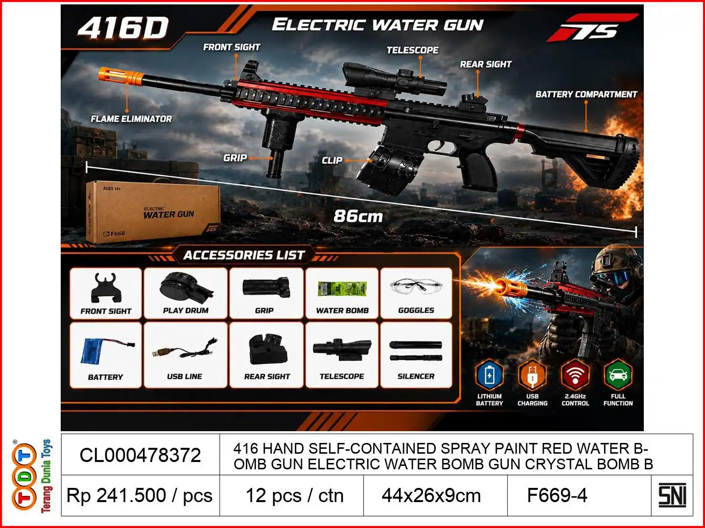 416 HAND SELF-CONTAINED SPRAY PAINT RED WATER BOMB GUN ELECTRIC WATER BOMB GUN CRYSTAL BOMB BOTTLE